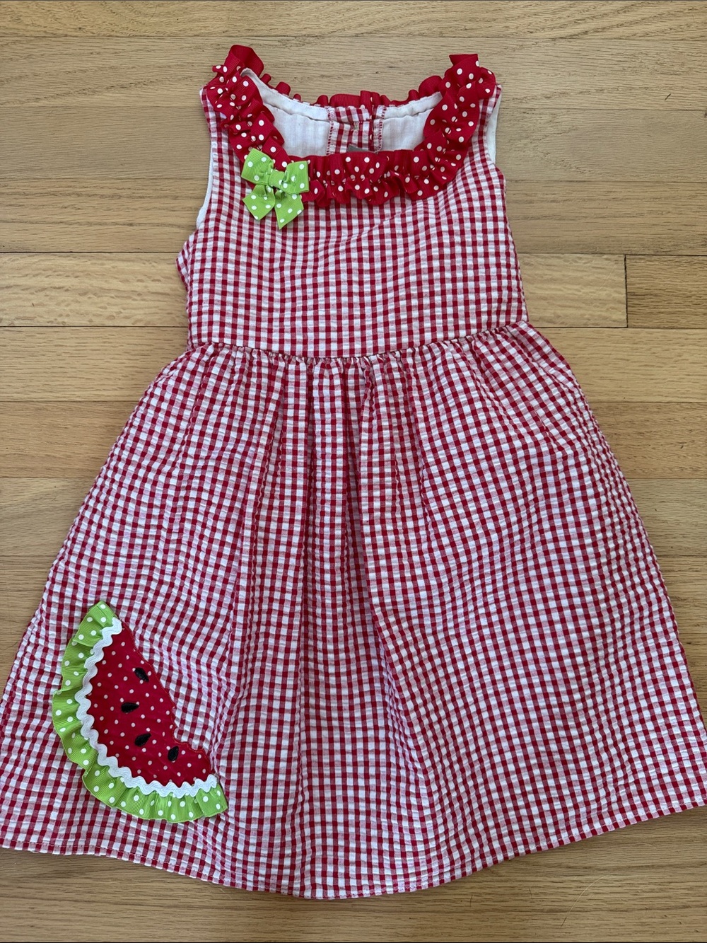 Emily Rose Girls 5T Red & White Gingham Watermelon Dress